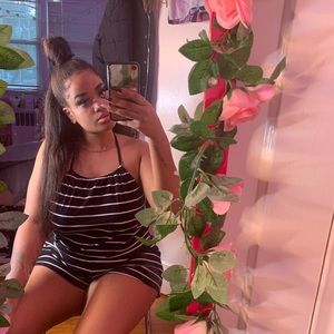 Stripe back out romper